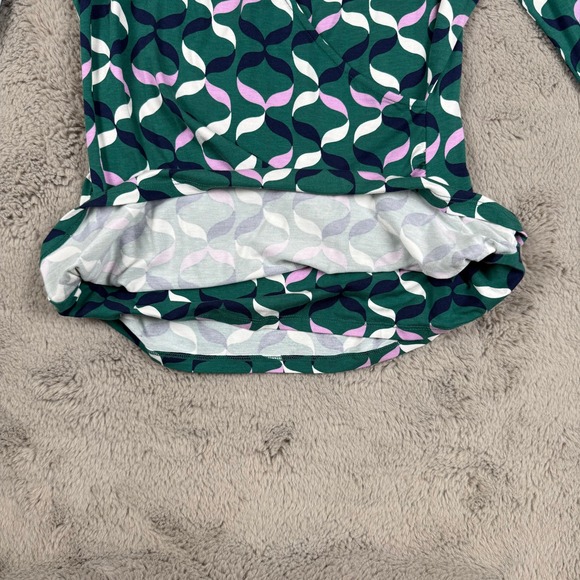 Boden Green Geometric‎ Print Wrap Blouse Long Sleeve Top US 12 UK 16 - Picture 8 of 10